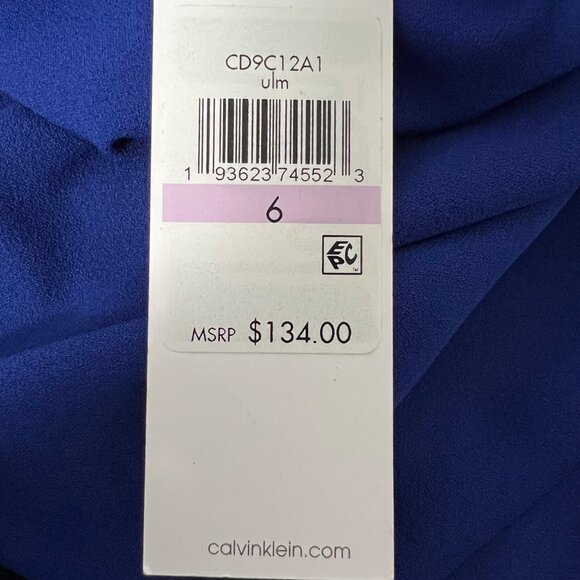Calvin Klein Womens Blue Long Sleeve Sheath Dress Belted Keyhole Neck size 6 - Picture 11 of 12
